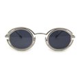thumbnail image 1 of Oval Art Deco Geometric Design Metal Rim Retro Sunglasses Silver - Black, 1 of 4