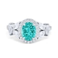 thumbnail image 1 of Oval Art Deco Ring Paraiba Tourmaline CZ 925 Sterling Silver Size 6, 1 of 6