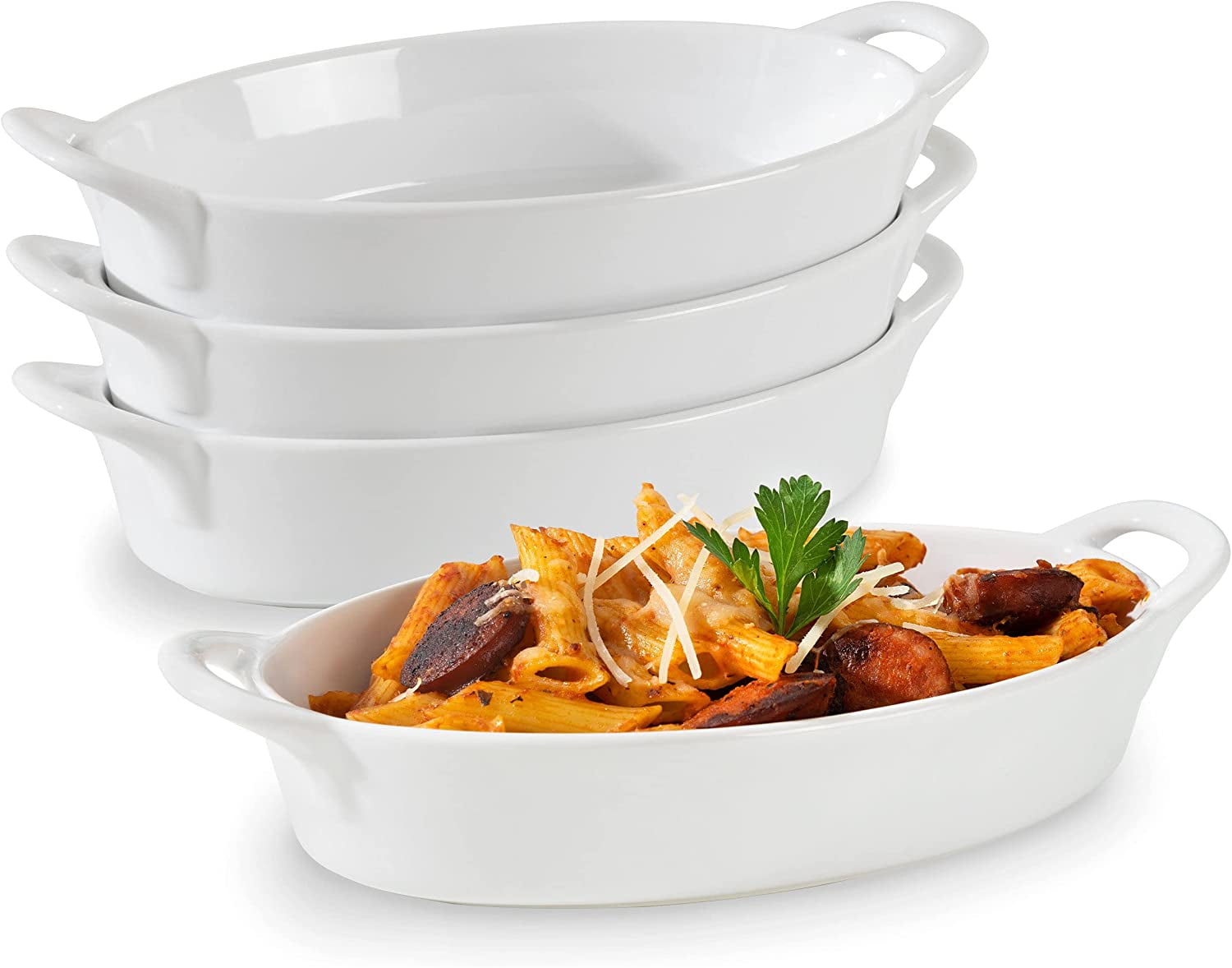White Ceramic Oval Non-Stick Baking Dishes Set