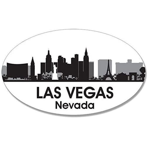 Oval B/W Skyline of LAS Vegas 3M Reflective sticker| City NV Decal