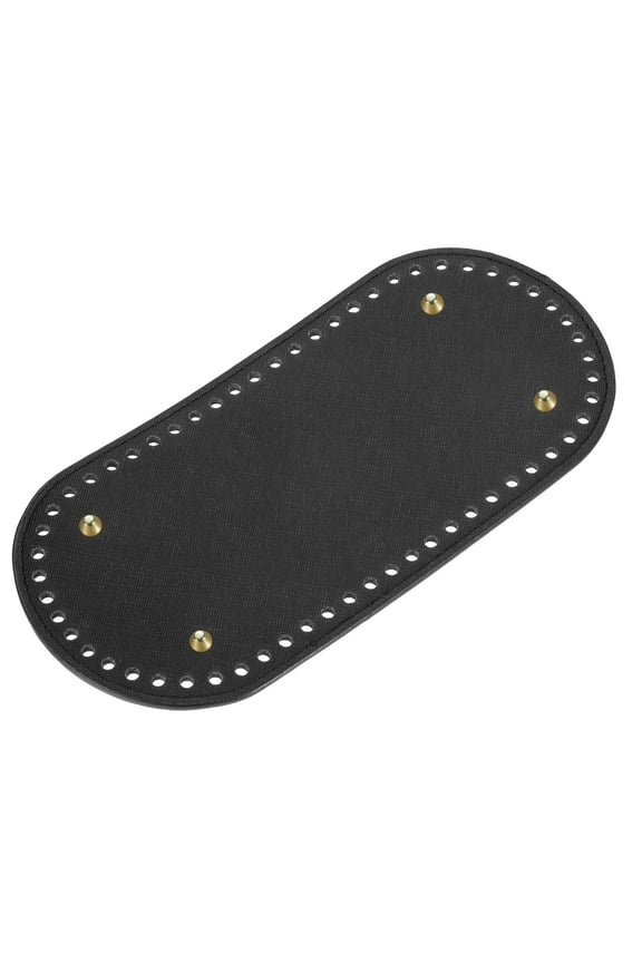 Oval Bag Bottom Shaper Pad, 25x12cm PU Leather Purse Cushion Base Black