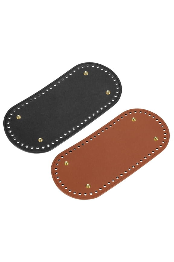 Oval Bag Bottom Shaper Pad, 2Pack 25x12cm PU Leather Cushion Base Black, Brown