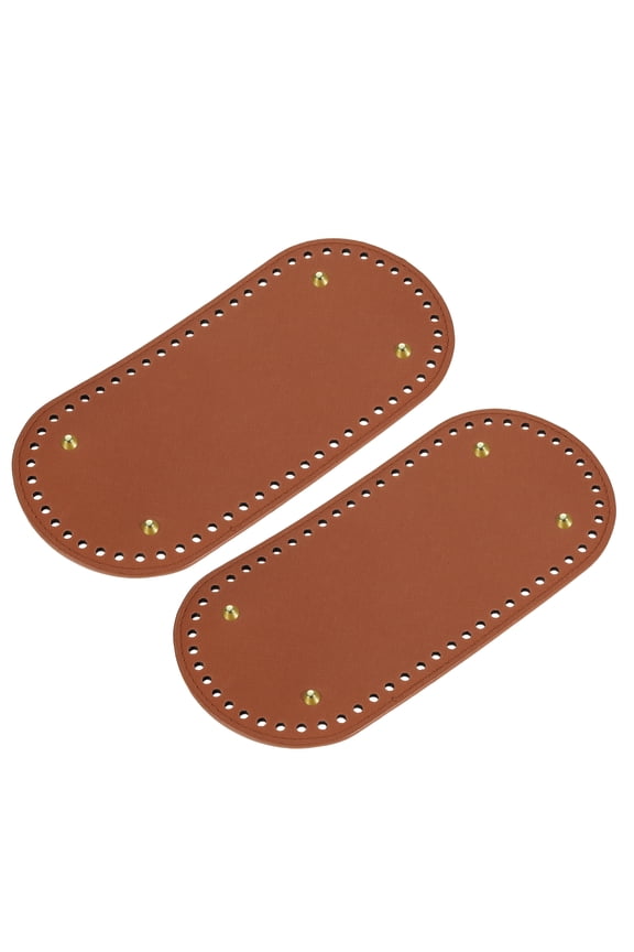 Oval Bag Bottom Shaper Pad, 2Pack 25x12cm PU Leather Cushion Base Brown