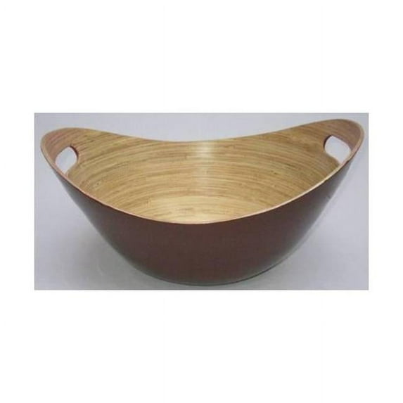 Oval Bamboo Bowl With Handles - Brown
