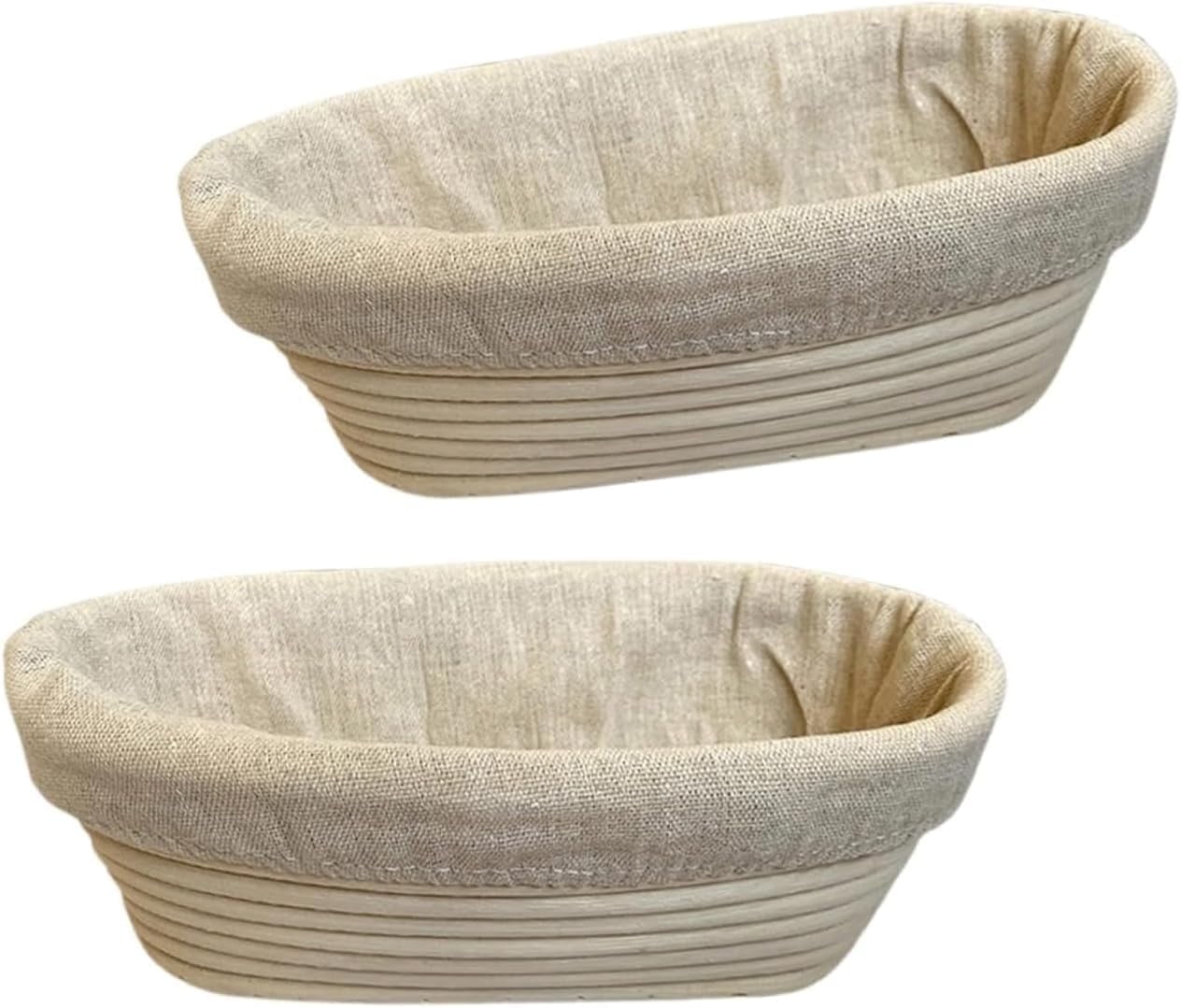 10 inch Oval Banneton Basket 2 Pack, Handmade Sourdough Bread Baking Supplies, Banneton Bread Proofing Basket For Sourdough Bread, Amazing Baking Molds - Perfect Baking Gifts for Family