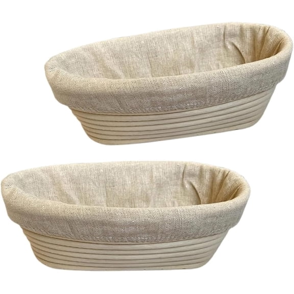 10 inch Oval Banneton Basket 2 Pack, Handmade Sourdough Bread Baking Supplies, Banneton Bread Proofing Basket For Sourdough Bread, Amazing Baking Molds - Perfect Baking Gifts for Family