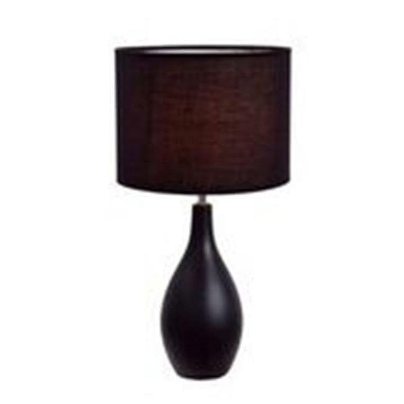 Black Ceramic Bowling Pin Table Lamp with Fabric Shade
