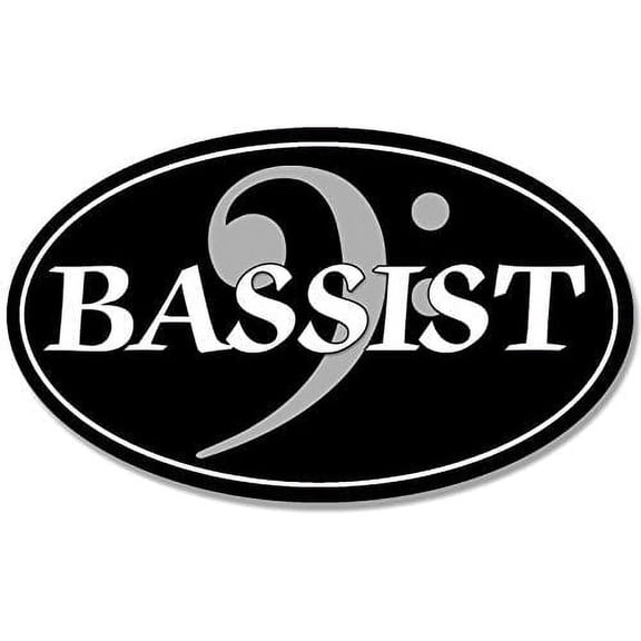 Oval Bassist 3M Reflective sticker| bass Music Band Musician Treble Clef Decal