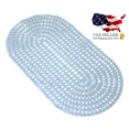 thumbnail image 1 of Oval Bath Mat With Pear Shape Diamond Design Anti-Slip Suction Shower Lt Blue, 1 of 5