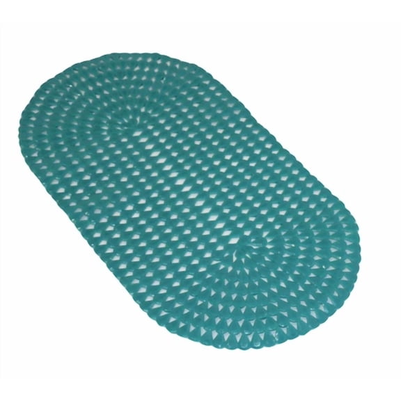 Oval Bath Mat With Pear Shape Diamond Design Anti-Slip Suction Shower Turquoise