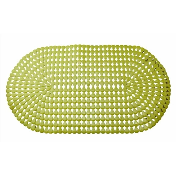 Oval Bath Mat With Pear Shape Diamond Design Anti-Slip Suction Shower Yellow
