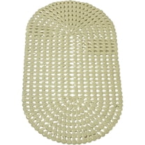 Oval Bath & Shower Mat 27" x 15" Beige Anti-Slip PVC with Suction Cups