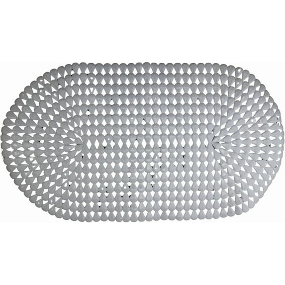 Oval Bath & Shower Mat 27" x 15" White Anti-Slip PVC with Suction Cups