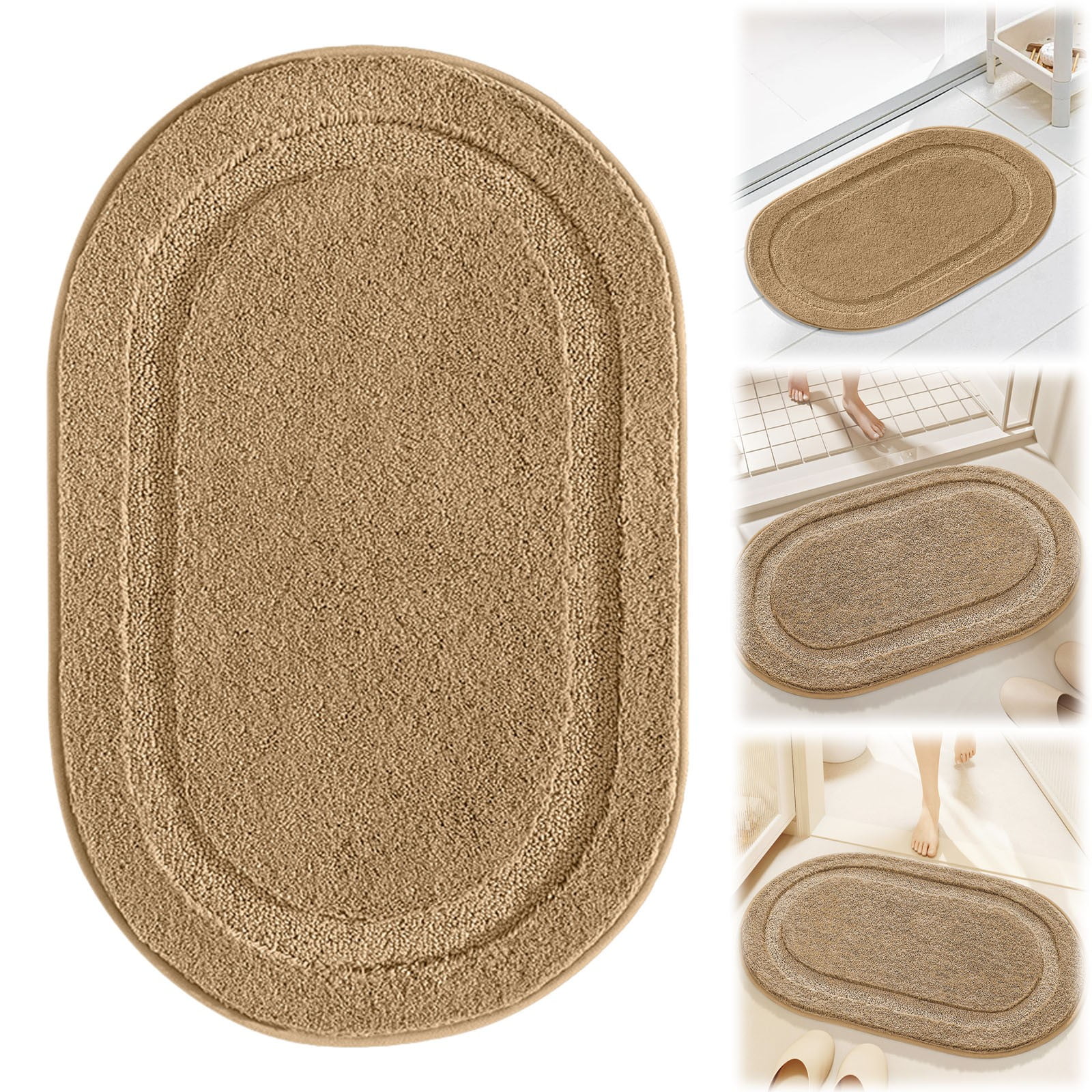 Oval Bathroom Rug, Bathroom Rug, Small Oval Rug, Bath Mats for Bathroom Non-Slip, Super Soft and Water Absorbent, Microfiber Bath Rugs, for Bathroom Ocean Wave Starfish Decor Carpet Shower