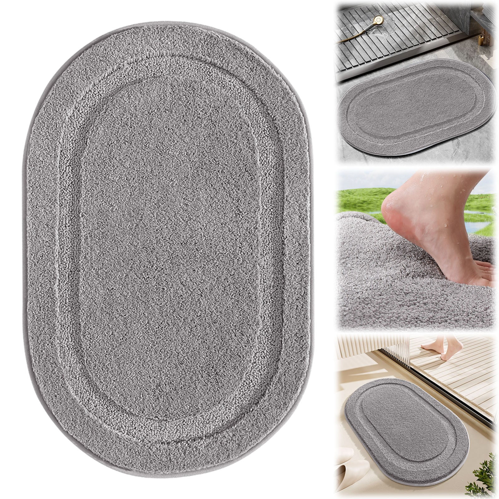 Oval Bathroom Rug, Bathroom Rug, Small Oval Rug, Bath Mats for Bathroom Non-Slip, Super Soft and Water Absorbent, Microfiber Bath Rugs, for Bathroom Ocean Wave Starfish Decor Carpet Shower