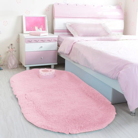 Oval Bathroom Rugs Non Slip Washable, Ultra Soft and Water Absorbent Bath Mats, Short Plush Fluffy Shower Mat Outside, Microfiber Thick Matts for Bathroom Floor/Sink, 15.7x23.6 Inch, Pink