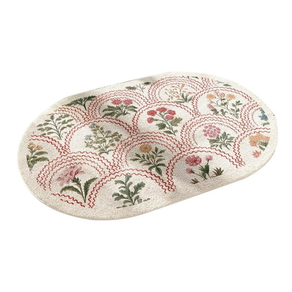 Oval Bathroom Rugs, Spring Floral Print Absorbent Microfiber Bath Rugs, Non Slip Quick Dry Bath Mats for Bathroom Floor, Tub and Shower, Home Decor Accessories (Oval A,31.5"x24")