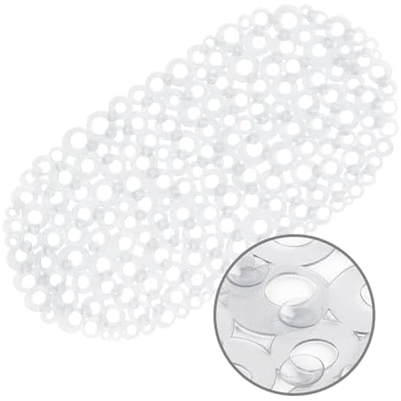 Oval Bathtub Mat Non Slip, Clear Bubbles Bath Mats for Tub, Shower Mat with Drain Holes, Suction Cups, Machine Washable Bath Tub Mat, BPA, Latex, Phthalate Free for Bathroom, 27 x 14 Inch