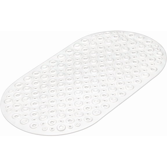 Oval Bathtub Mat, Non-Slip PVC Shower Mat with Safety Suction Cups, Latex Free Quick Draining Design, 27 x 15 inches