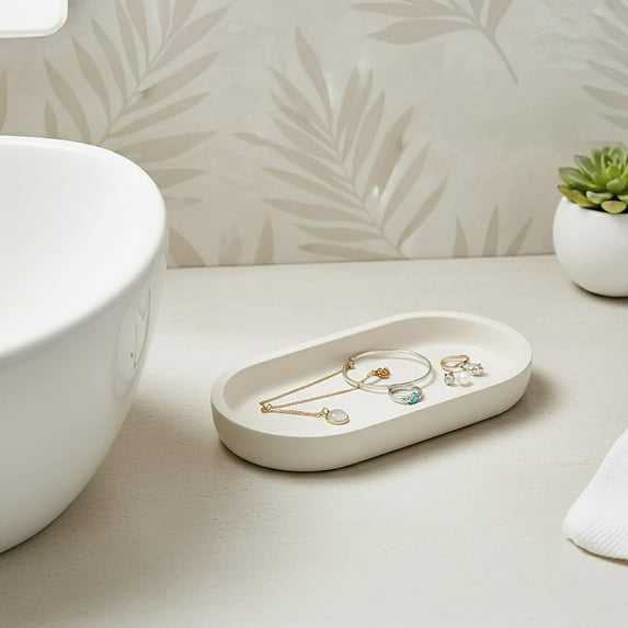 Oval Beige Bathroom Tray
