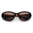 thumbnail image 1 of Oval Beveled Thick Plastic Y2K Sporty Fashion Sunglasses All Brown, 1 of 8