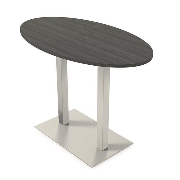 Oval Bistro Height Meeting Table Double Metal Base 34x70 Bar Table