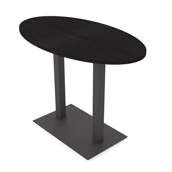 Oval Bistro Height Meeting Table Double Metal Base 34x70 Bar Table