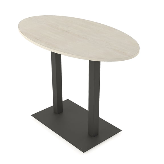 Oval Bistro Height Meeting Table Double Metal Base 34x70 Bar Table