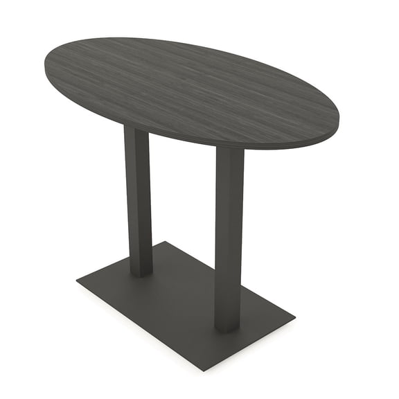 Oval Bistro Height Meeting Table Double Metal Base 34x70 Bar Table