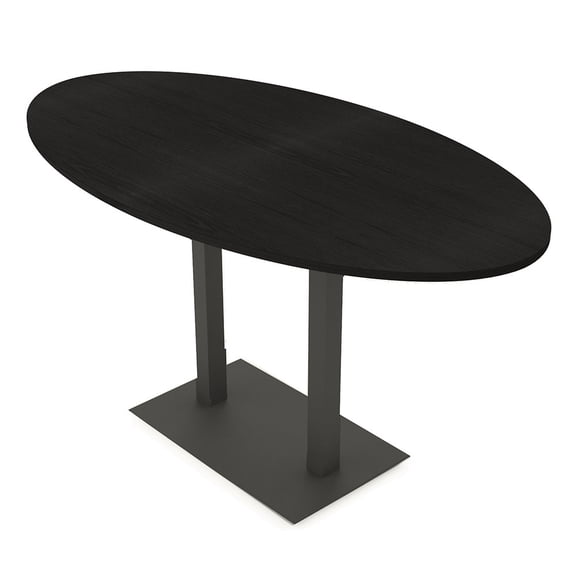Oval Bistro Height Meeting Table Double Metal Base 46x72 Bar Table