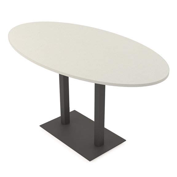 Oval Bistro Height Meeting Table Double Metal Base 46x72 Bar Table