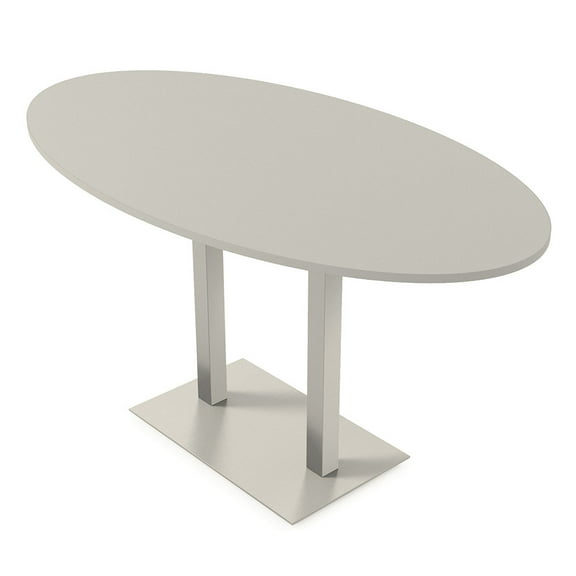 Oval Bistro Height Meeting Table Double Metal Base 46x72 Bar Table