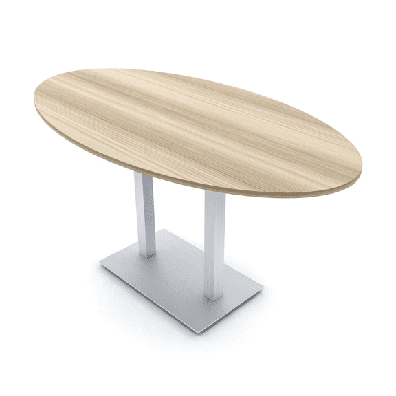 Oval Bistro Height Meeting Table Double Metal Base 46x84 Bar Table