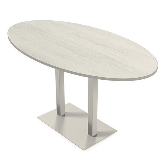 Oval Bistro Height Meeting Table Double Metal Base 46x84 Bar Table