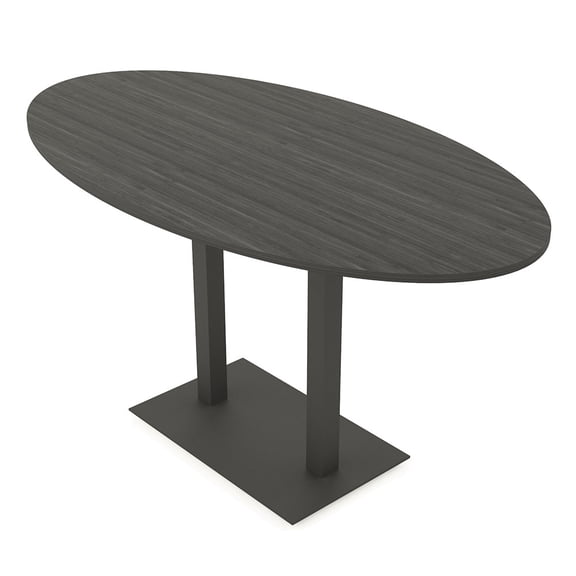 Oval Bistro Height Meeting Table Double Metal Base 46x84 Bar Table