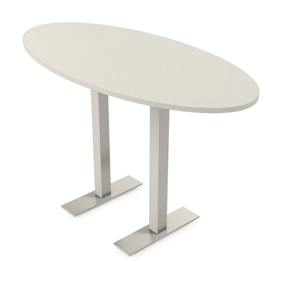 Oval Bistro Height Meeting Table T-Shaped Metal Base 34x70 Bar Table
