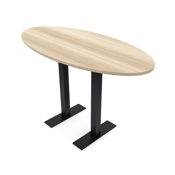 Oval Bistro Height Meeting Table T-Shaped Metal Base 34x70 Bar Table