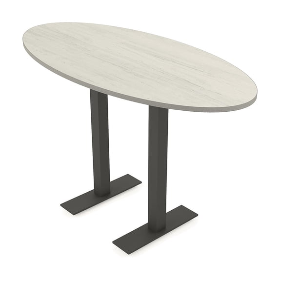 Oval Bistro Height Meeting Table T-Shaped Metal Base 34x70 Bar Table