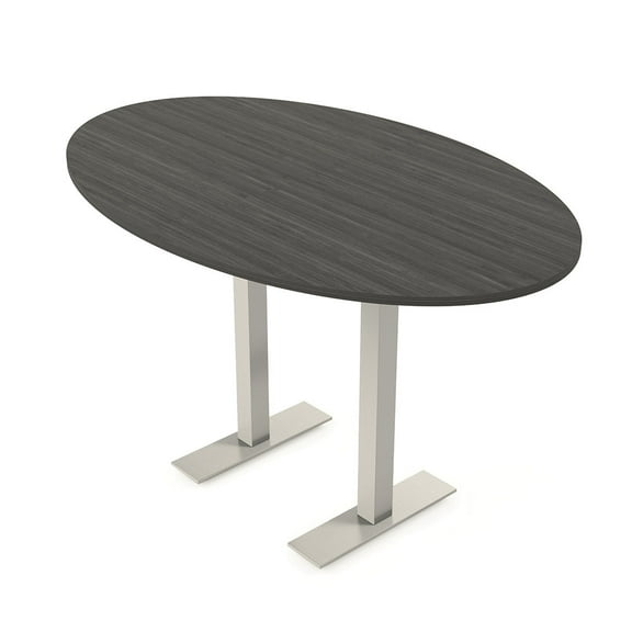 Oval Bistro Height Meeting Table T-Shaped Metal Base 46x72 Bar Table