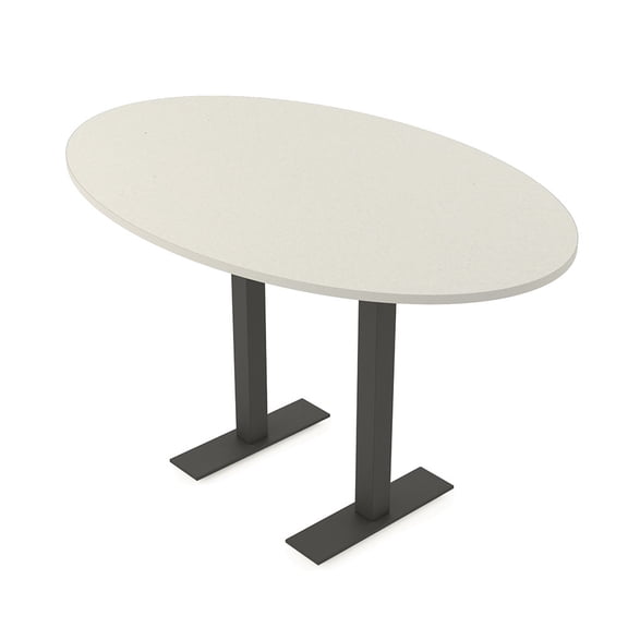 Oval Bistro Height Meeting Table T-Shaped Metal Base 46x72 Bar Table