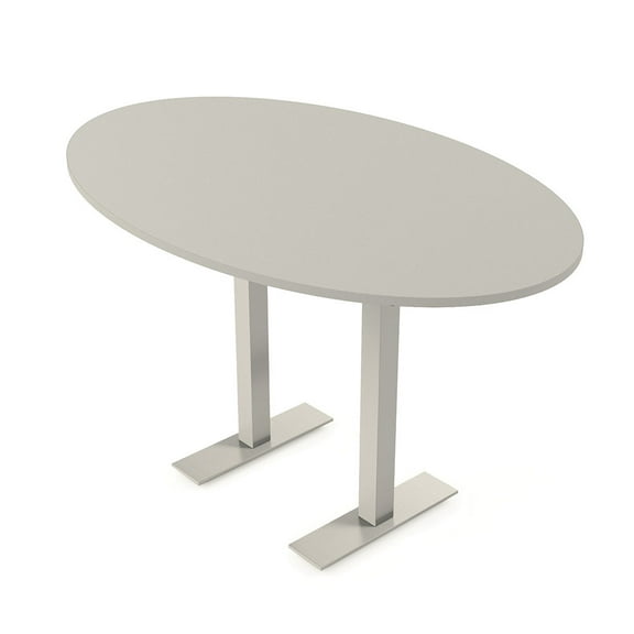 Oval Bistro Height Meeting Table T-Shaped Metal Base 46x84 Bar Table