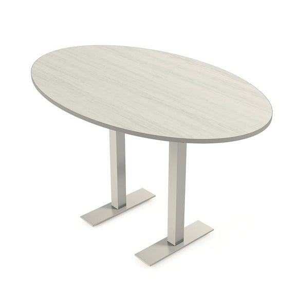 Oval Bistro Height Meeting Table T-Shaped Metal Base 46x84 Bar Table