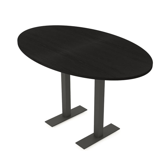 Oval Bistro Height Meeting Table T-Shaped Metal Base 46x84 Bar Table