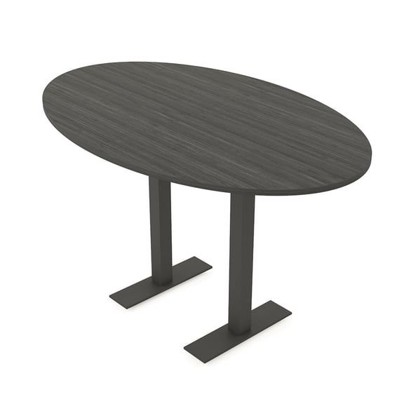 Oval Bistro Height Meeting Table T-Shaped Metal Base 46x84 Bar Table