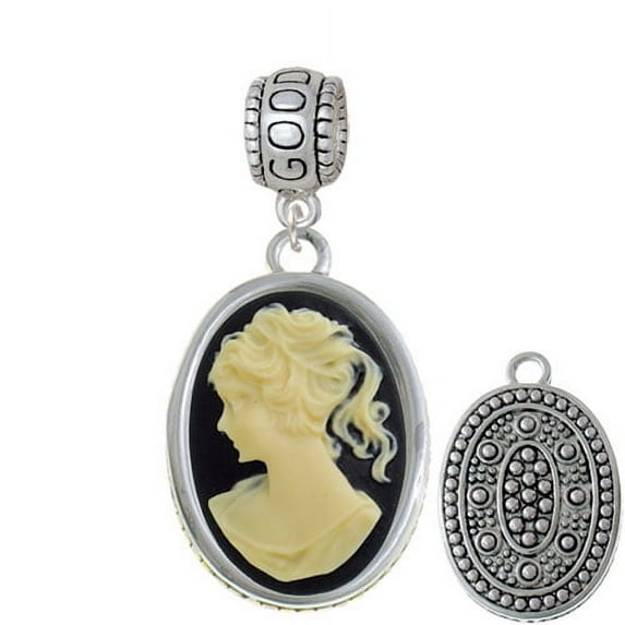 Oval - Black Cameo - Good Luck Charm Bead
