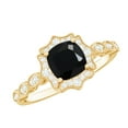 thumbnail image 1 of Rosec Jewels Cushion Cut Black Onyx Engagement Ring 2 Ct - 8mm - AAA Quality - Vintage Style Black Onyx Diamond Ring, 10K Yellow Gold, US 5.00, 1 of 7