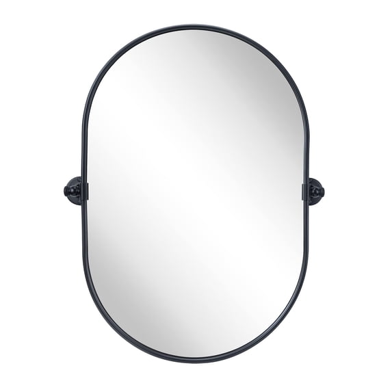 TEHOME Black Oval Bathroom Mirror, 20x30 inches, Pill Shaped, Tilting