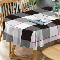 Oval Black and White Checkered Tablecloth - Modern Plaid Design, Indoor/Outdoor Wrinkle-Free Durable Gingham for Oval Tables 60 X 120 In