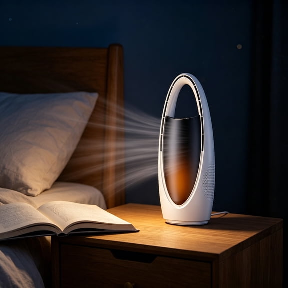 Oval Bladeless Mist Fan with Ambient Light Smart USB Rechargeable Air Cooler for Home Office 33.8cm (13.3 Inch)