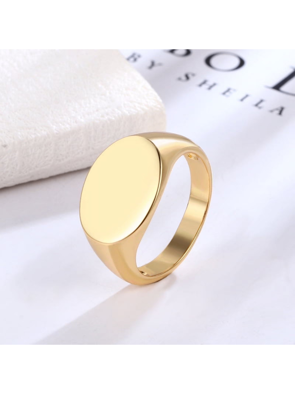 Oval Blank Top Signet Ring For Men Women 14K Gold Filled Minimalist Luxurious Jewelry